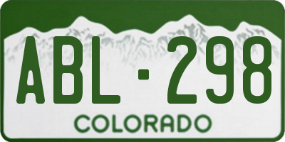 CO license plate ABL298