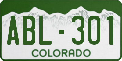CO license plate ABL301