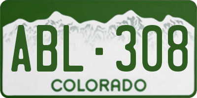 CO license plate ABL308