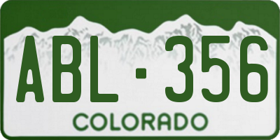 CO license plate ABL356