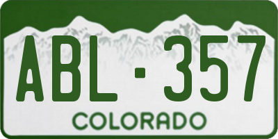 CO license plate ABL357