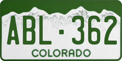 CO license plate ABL362