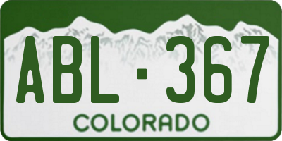 CO license plate ABL367