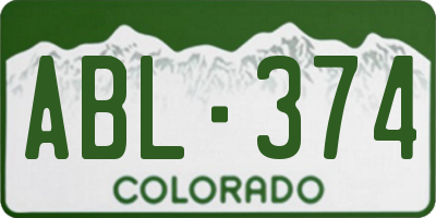 CO license plate ABL374