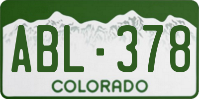 CO license plate ABL378