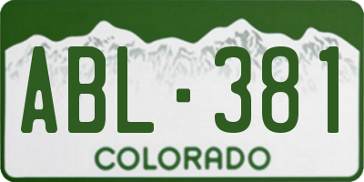 CO license plate ABL381
