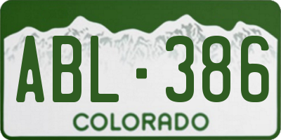 CO license plate ABL386