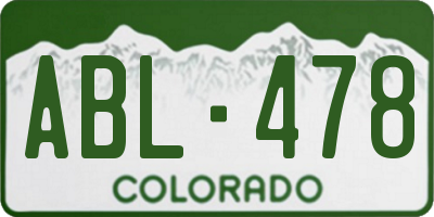CO license plate ABL478