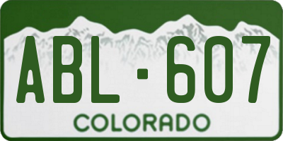 CO license plate ABL607