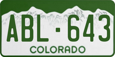 CO license plate ABL643