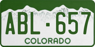 CO license plate ABL657