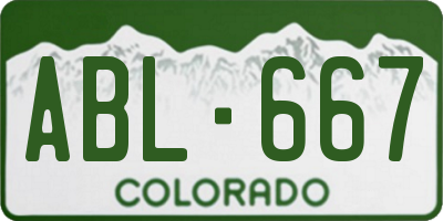 CO license plate ABL667