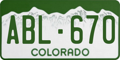 CO license plate ABL670