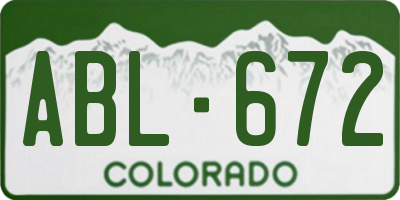 CO license plate ABL672