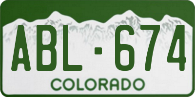 CO license plate ABL674