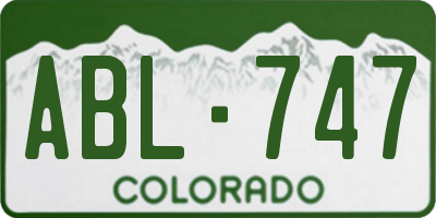 CO license plate ABL747