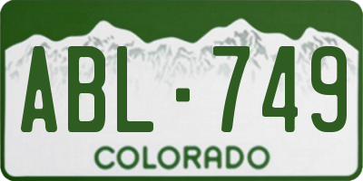 CO license plate ABL749