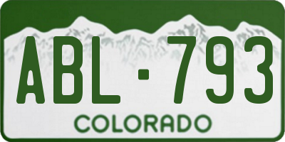 CO license plate ABL793