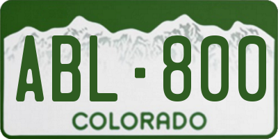 CO license plate ABL800
