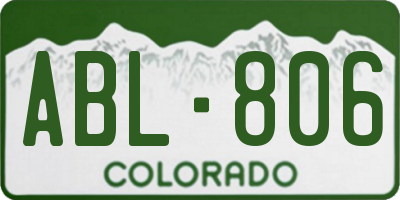 CO license plate ABL806