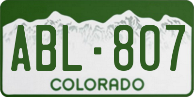 CO license plate ABL807