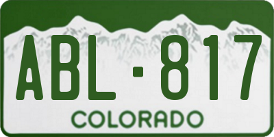 CO license plate ABL817