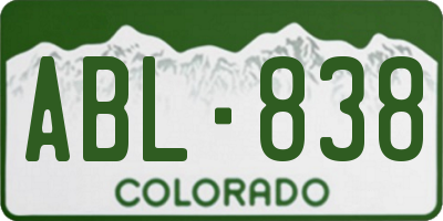 CO license plate ABL838