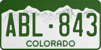 CO license plate ABL843