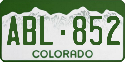 CO license plate ABL852