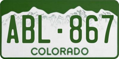 CO license plate ABL867