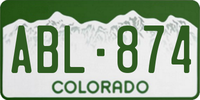 CO license plate ABL874