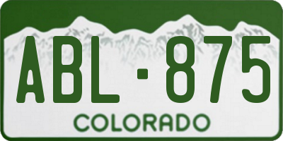 CO license plate ABL875