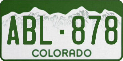 CO license plate ABL878