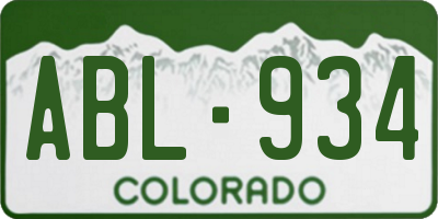 CO license plate ABL934