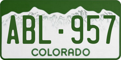 CO license plate ABL957