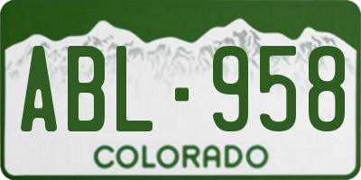 CO license plate ABL958