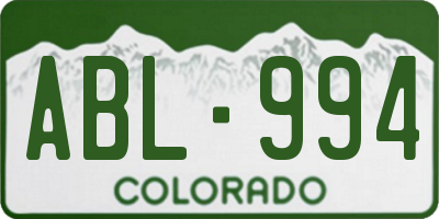 CO license plate ABL994