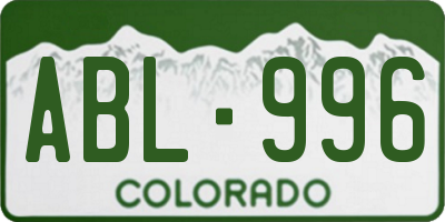 CO license plate ABL996