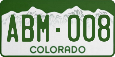 CO license plate ABM008