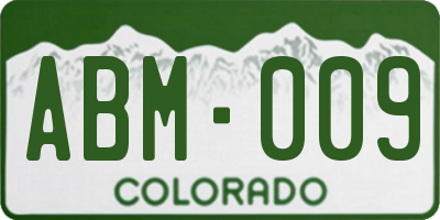 CO license plate ABM009