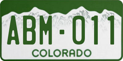 CO license plate ABM011