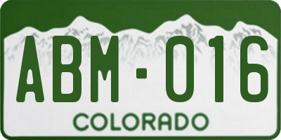 CO license plate ABM016