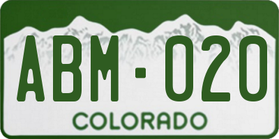 CO license plate ABM020