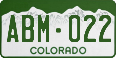 CO license plate ABM022
