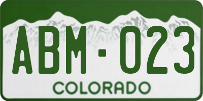 CO license plate ABM023