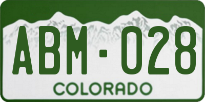 CO license plate ABM028