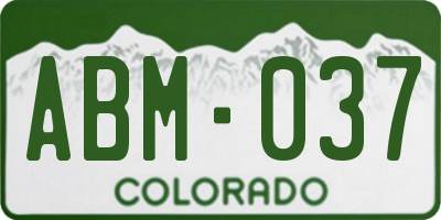 CO license plate ABM037
