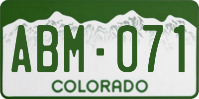 CO license plate ABM071