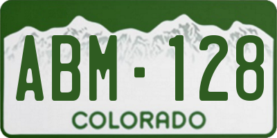 CO license plate ABM128