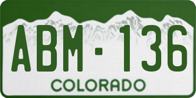 CO license plate ABM136